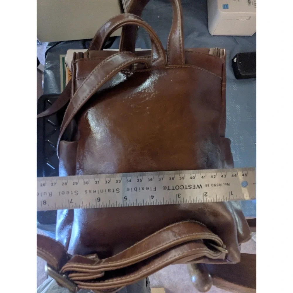 Connections Brown Faux Leather Shoulder Bag  Zip Top Handbag Brown
